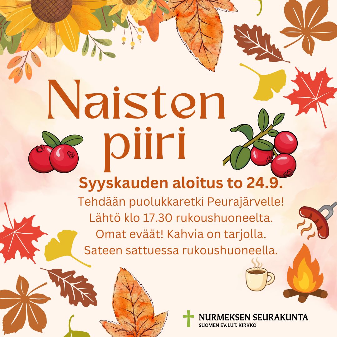 syksyinen mainos, tapahtuman tiedot, puolukoita kuvassa