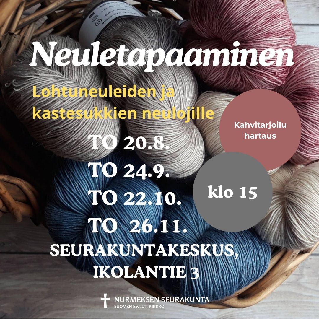 tapahtuman tiedot, taustalla lankakeriä