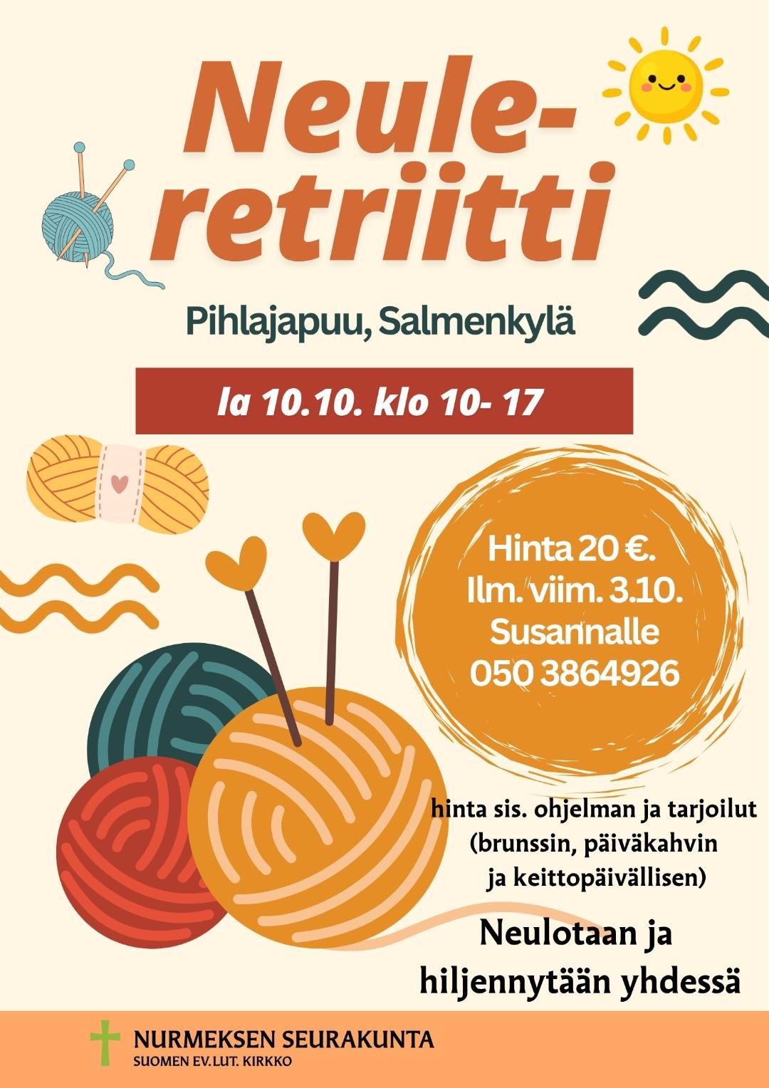neuleretriitti la 10.10. Pihlajapuussa, ilmoittautuminen Susannalle
