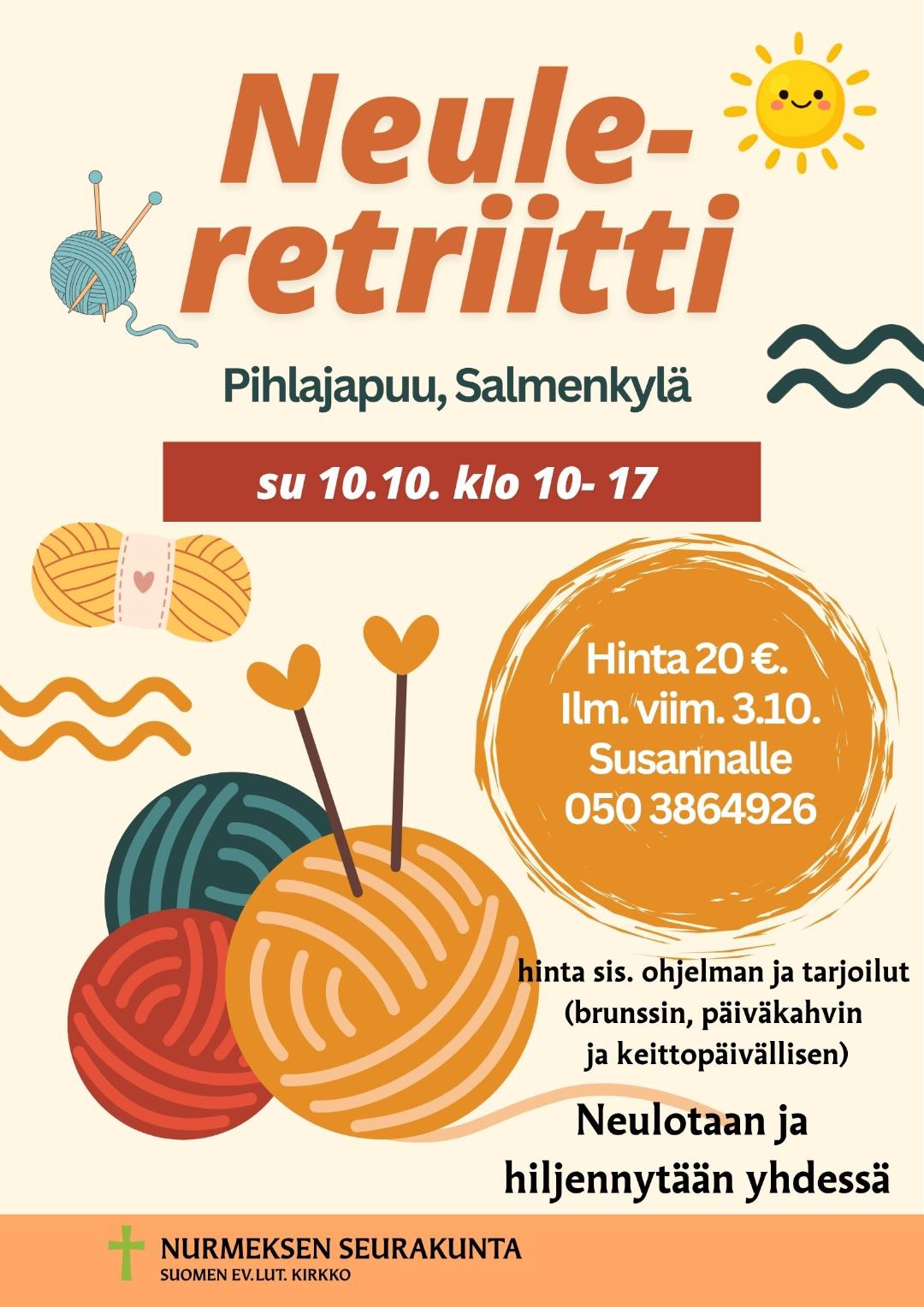 Neuleretriitti la 10.10. Pihlajapuussa, ilmoittautuminen tarvitaan